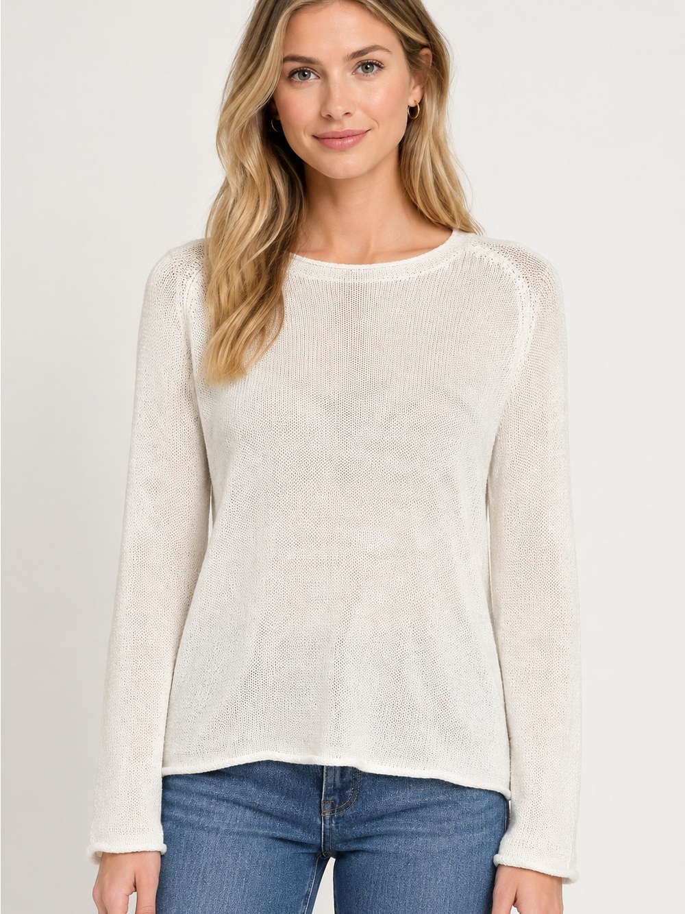 J. Crew Women’s Cream Ivory Rollneck Linen Sweater S
